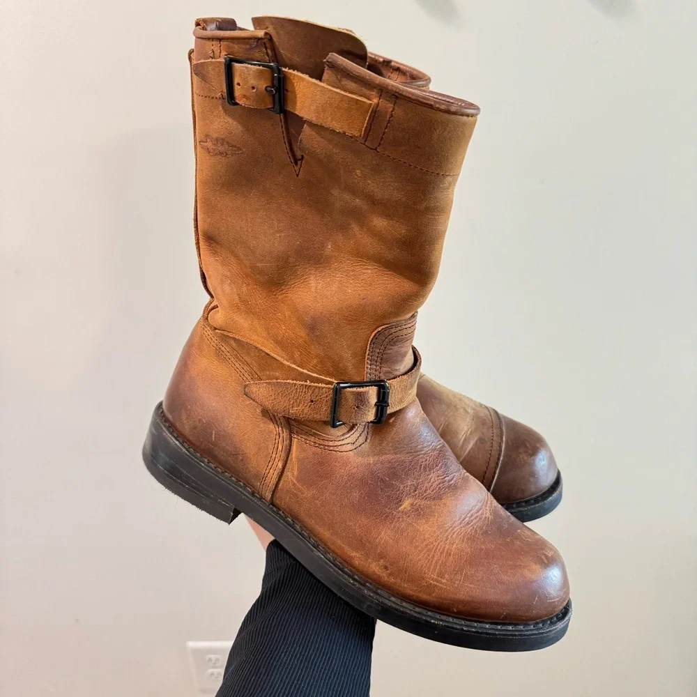 Broken Homme Brown Lukas Harness Leather‎ Work Boots 9EEE
